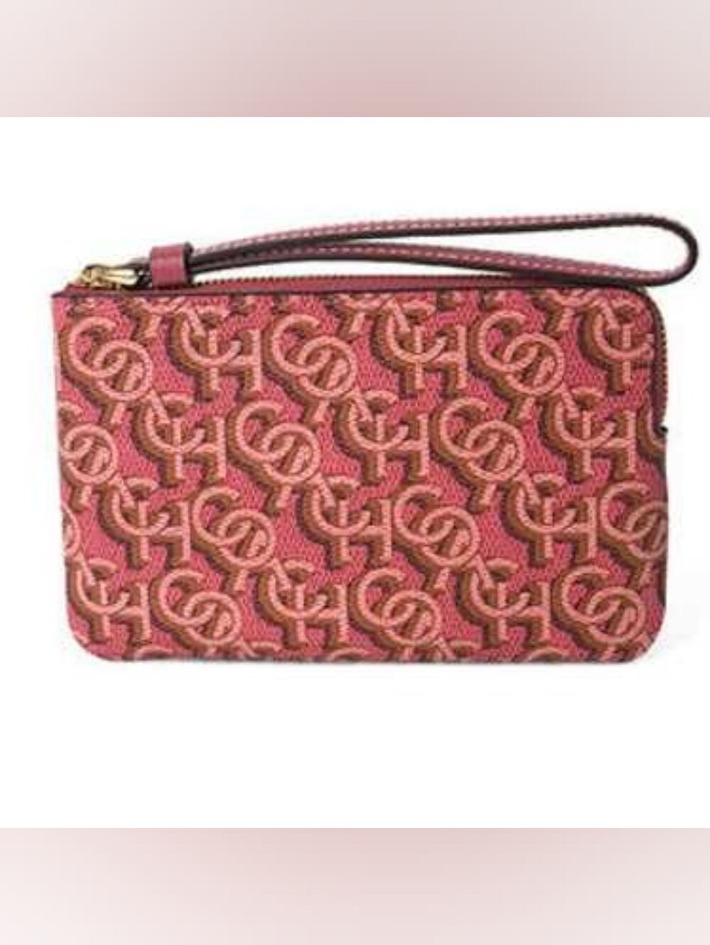 Coach Pink Monogram Corner Zip Wrislet NWT